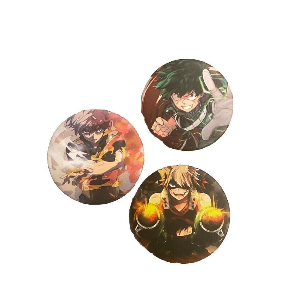 Lot of 3. Anime Buttons Pins 2”  My Hero Academia